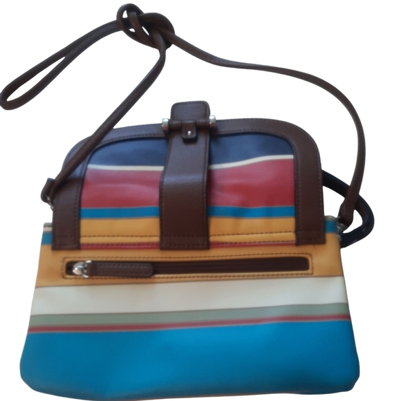 Chaps Striped Multicolor Crossbody Bag - Picture 8 of 16
